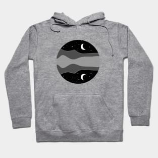 Minimal moonlight river line art Hoodie